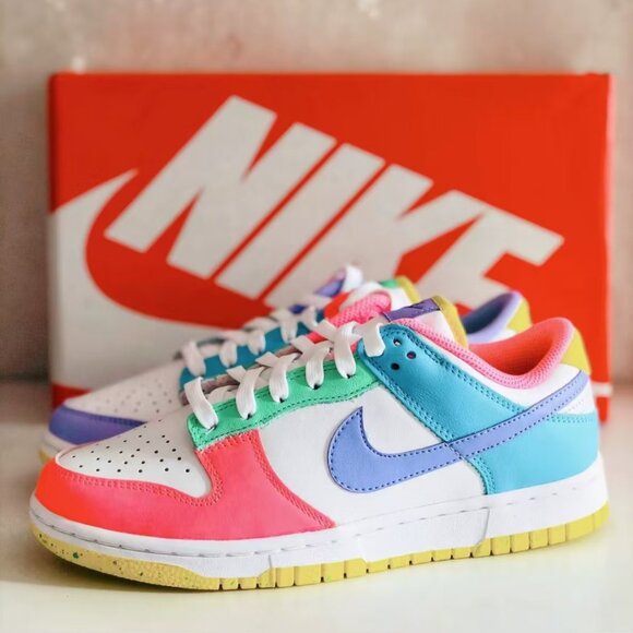 Nike Dunk Low "Pastel Mismatch" - Asymmetrical Candy-Colored Artistic Sneakers - Picture 1 of 4